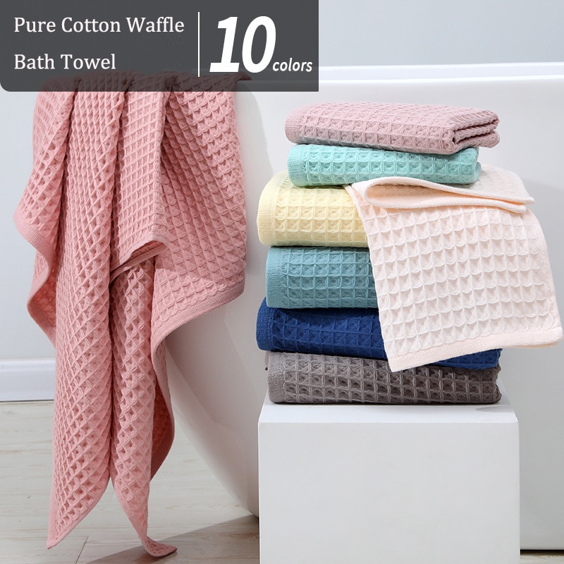 70x140cm Japanese-style 100% Pure Cotton Waffle Bbath Towel Set For Men And Women Absorbs Wand Dries Easily For Chil